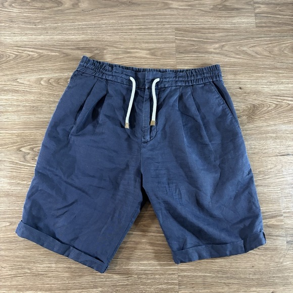 Brunello Cucinelli Linen Cotton Bermuda Shorts Anthracite Men's Size 46 US 30